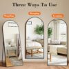 DUMOS Arched Full Length Mirror with Stand 64"x21" Floor Standing Aluminum Frame for Bedroom Body Hanging Leaning Modern Simple Home Decor Shatter-proorf Nano Glass Wall Living...