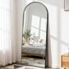 DUMOS Arched Full Length Mirror with Stand 64"x21" Floor Standing Aluminum Frame for Bedroom Body Hanging Leaning Modern Simple Home Decor Shatter-proorf Nano Glass Wall Living...