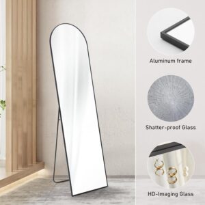 DUMOS Arched Full Length Mirror with Stand Floor Standing Aluminum Frame for Bedroom Body Hanging Leaning Modern Simple Home Decor Shatter-Proorf Nano Glass Wall Cloakroom...