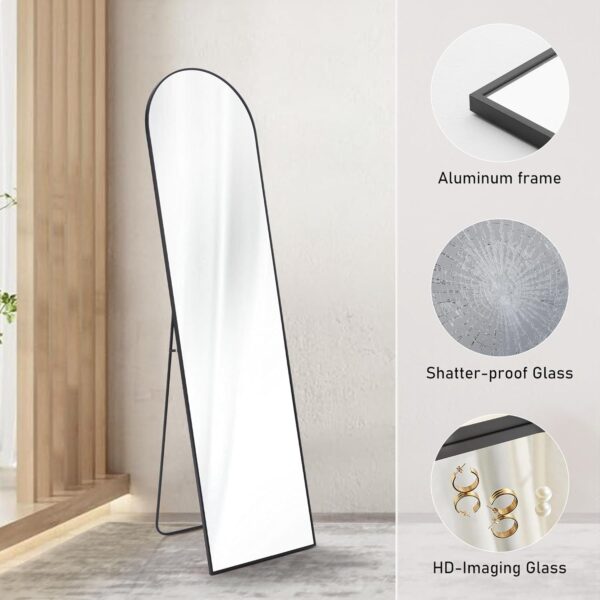 DUMOS Arched Full Length Mirror with Stand Floor Standing Aluminum Frame for Bedroom Body Hanging Leaning Modern Simple Home Decor Shatter-Proorf Nano Glass Wall Cloakroom...