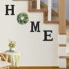 Wood Home Sign with Artificial Eucalyptus Wreath for O, Hanging Farmhouse Wall House Decor Wood Letters for Wall Art Rustic Home Decor, Wall Decor for Living Room Kitchen...