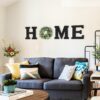 Wood Home Sign with Artificial Eucalyptus Wreath for O, Hanging Farmhouse Wall House Decor Wood Letters for Wall Art Rustic Home Decor, Wall Decor for Living Room Kitchen...