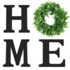 Wood Home Sign with Artificial Eucalyptus Wreath for O, Hanging Farmhouse Wall House Decor Wood Letters for Wall Art Rustic Home Decor, Wall Decor for Living Room Kitchen...